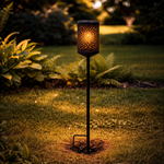 Metal Garden Post with Solar Light – Lotus Flare