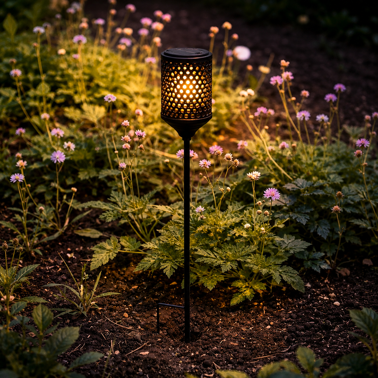 Metal Garden Post with Solar Light – Dewdrop