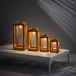 Open Frame Acacia Wood Lantern with Solar Light