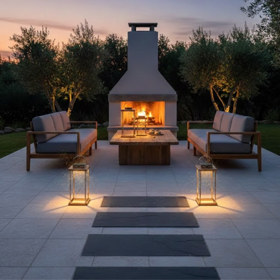 Set of 4 Solar Lanterns – Steel Frame with Wood Top Elegance