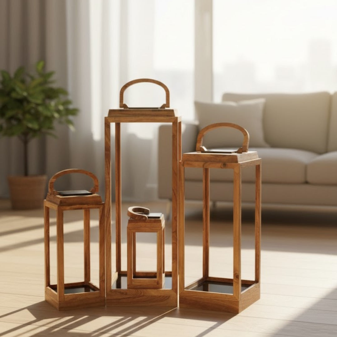 Pure Wood Craftsmanship - Elegant Solar Lanterns
