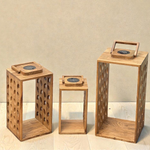 Handcrafted Leaf Cut – Acacia Wood Solar Lantern
