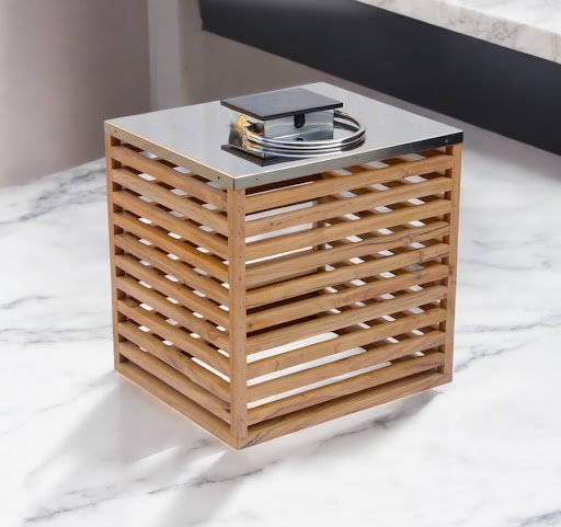 Single Rectangle Solar Lantern – Wood & Steel Finish