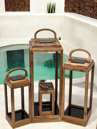 Pure Wood Craftsmanship - Elegant Solar Lanterns