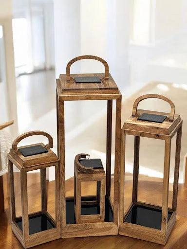 Pure Wood Craftsmanship - Elegant Solar Lanterns