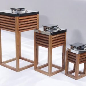 Set of 3 Solar Lanterns – Wood & Steel Fusion